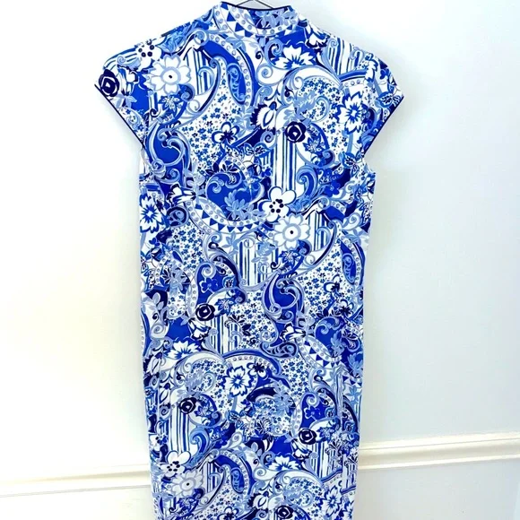 LEGGIADRO Spring Toile Sapphire Dress with Cap Sleeves
